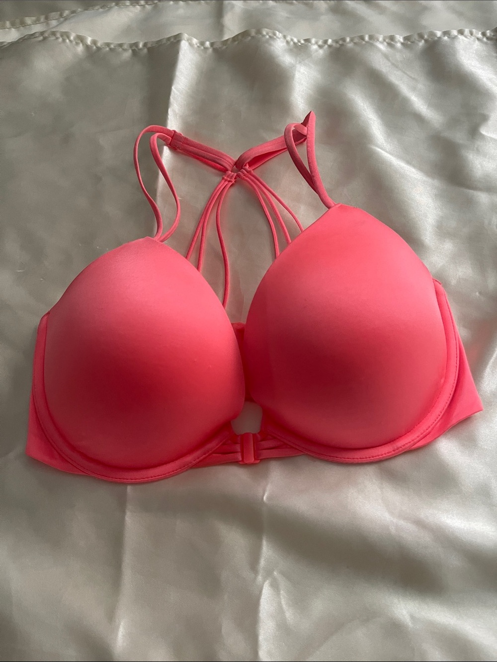 Victoria's Secret Coral Pink Strappy Front-Closure Push-Up Bra